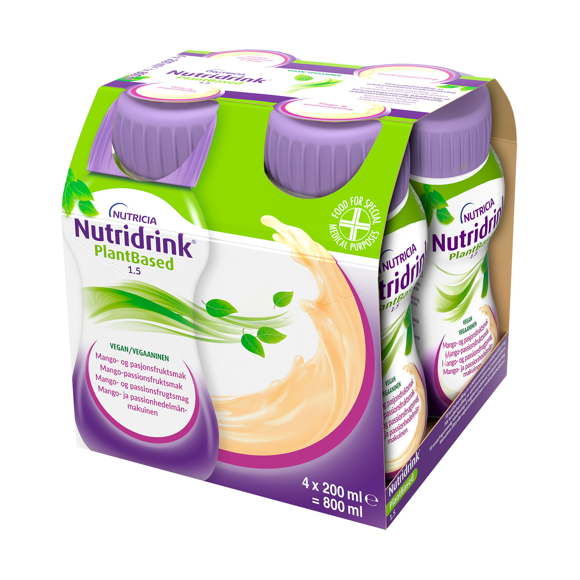 Ентеральне харчування Nutricia Nutridrink Plant Based зі смаком манго-маракуйя, 4*200 мл